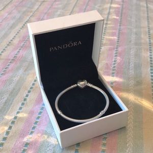 Pandora Heart Clasp Snake Chain Bracelet